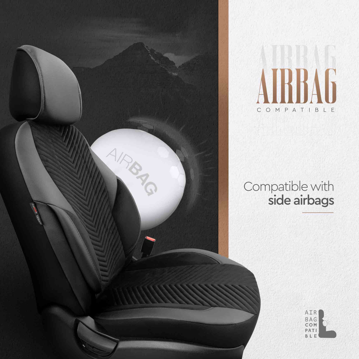 Universāli sēdekļu pārvalki OTOM, ADVANCED - melni