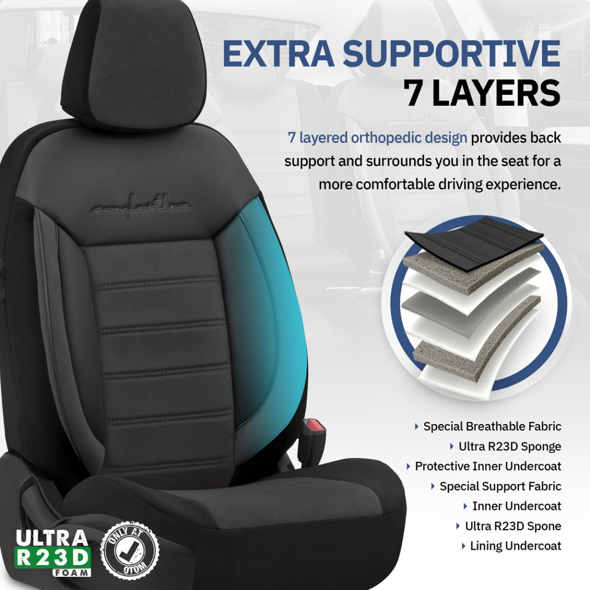 Universāli sēdekļu pārvalki OTOM, COMFORTLINE - melni