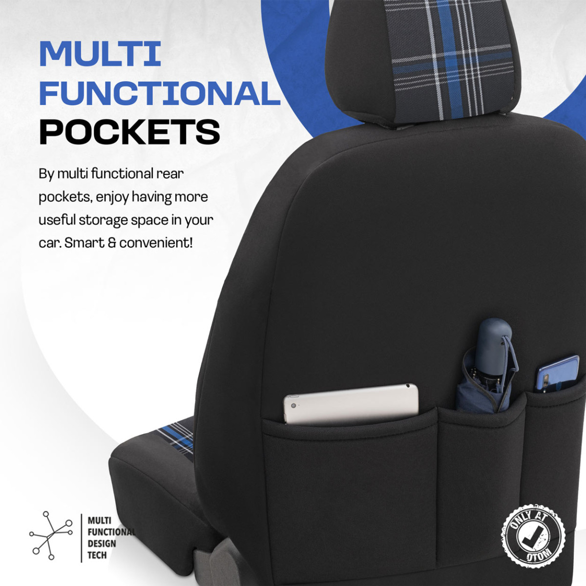 Automašīnu sēdekļu pārvalku komplekts OTOM, GTI - melns/zils