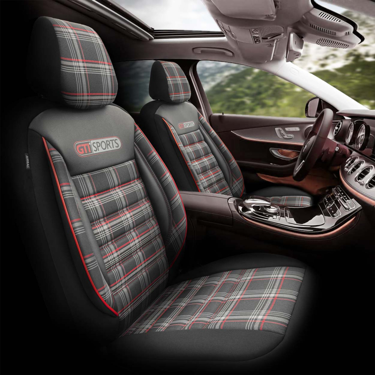 Universālie sēdekļu pārvalki OTOM, GTI SPORT - melni/sarkani