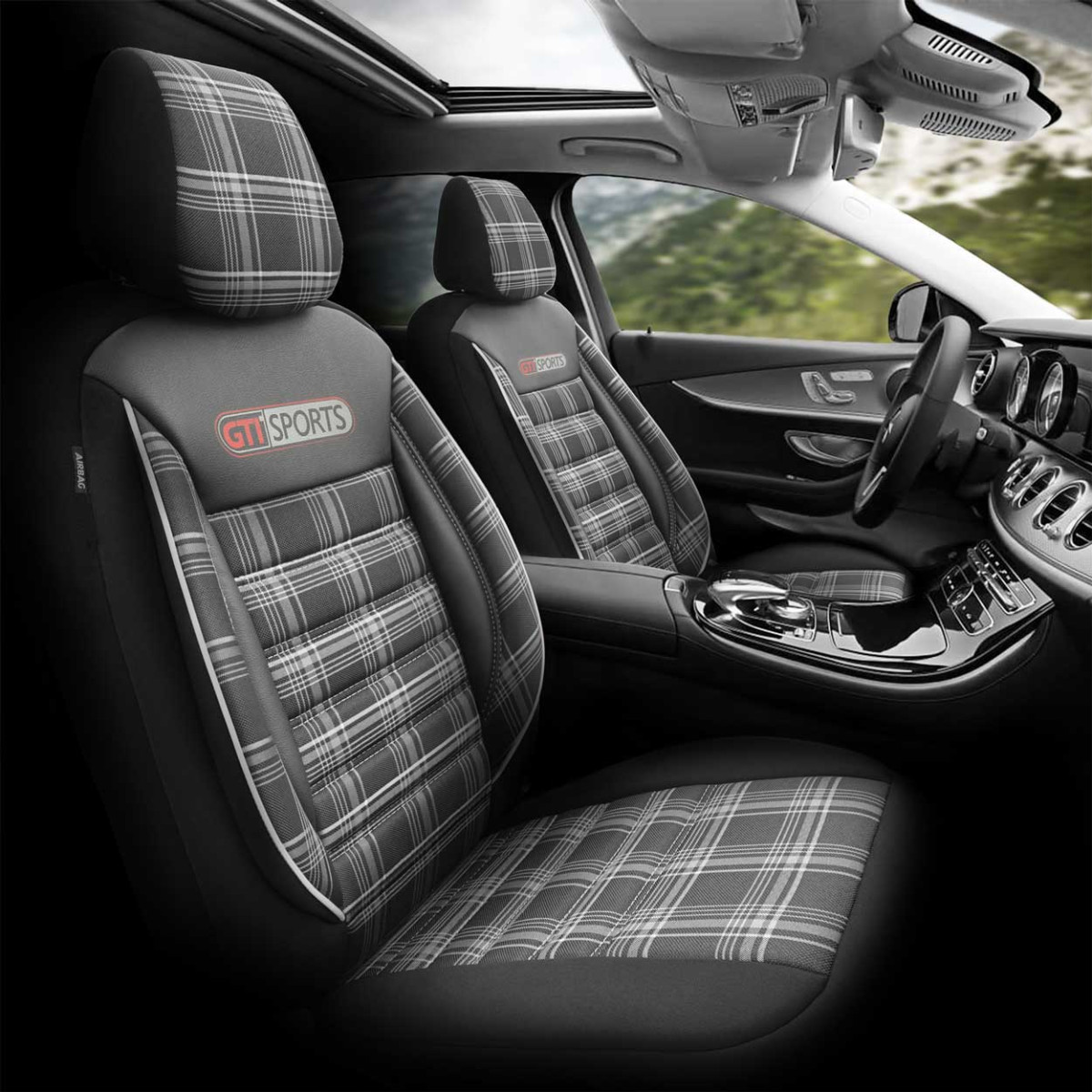 Universāli sēdekļu pārvalki OTOM, GTI SPORT - melni/pelēki