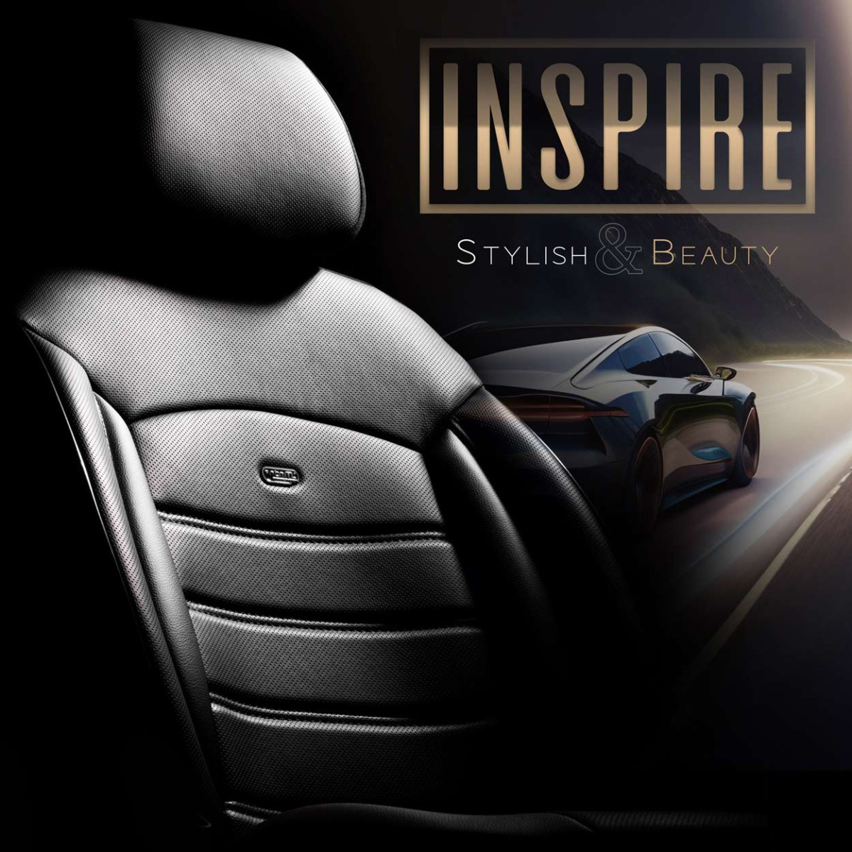 Universāli sēdekļu pārvalki OTOM, INSPIRE - melni, eko āda