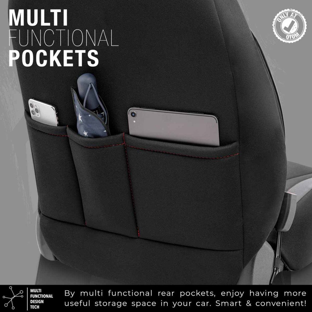 Universālie sēdekļu pārvalki OTOM, LIMITED - melni / sarkani