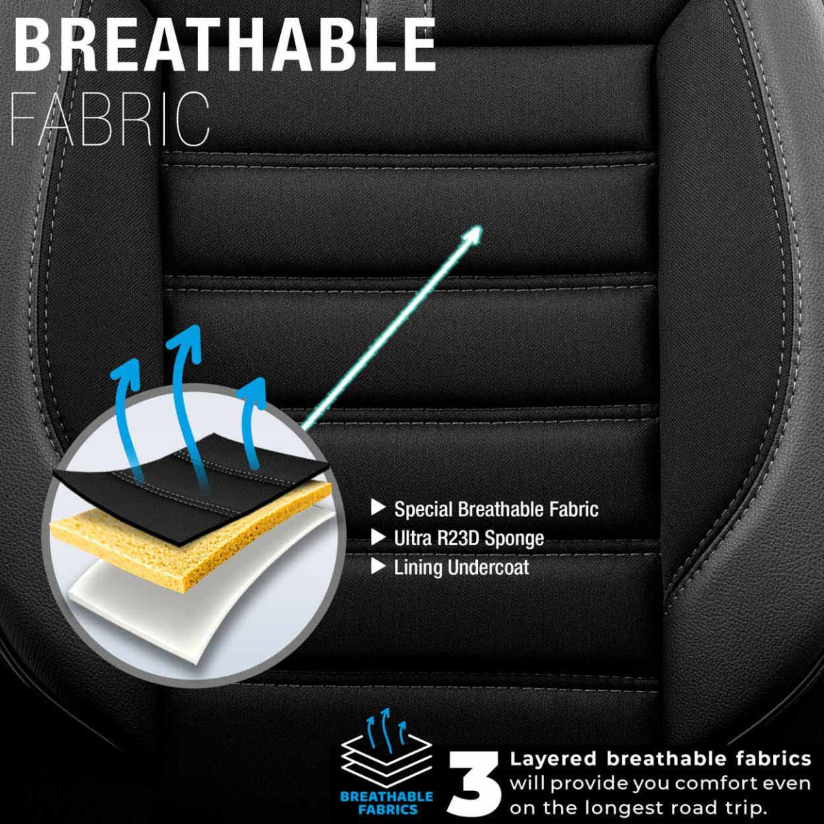 Universāli sēdekļu pārvalki OTOM, LIMITED - melni/pelēki