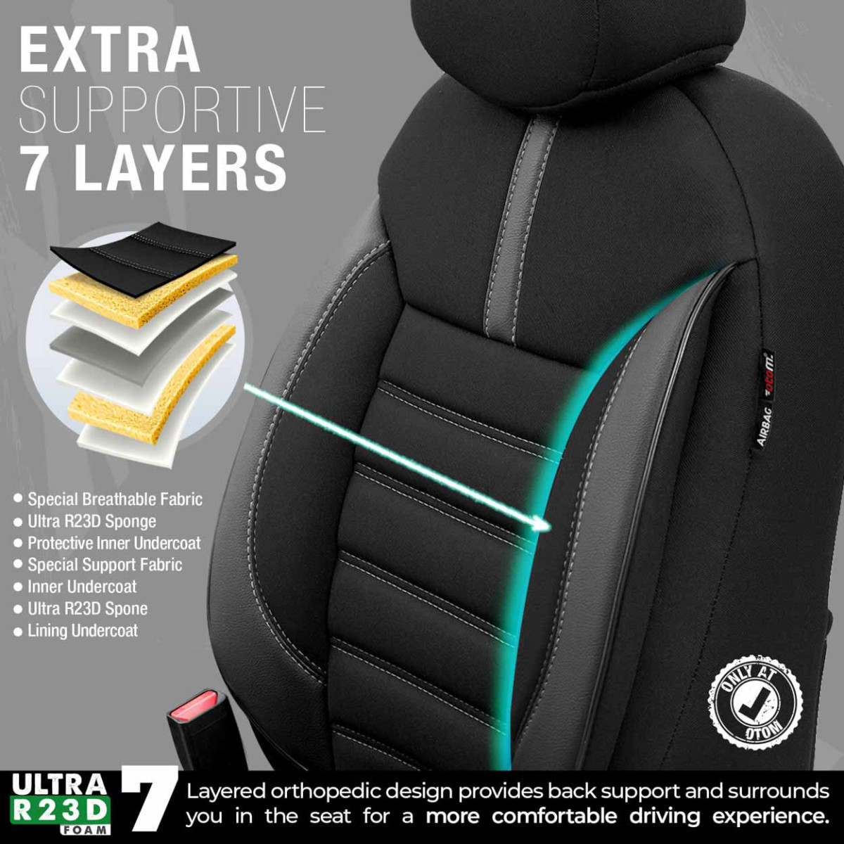 Universāli sēdekļu pārvalki OTOM, LIMITED - melni/pelēki