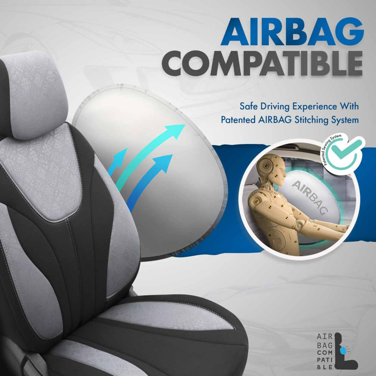 Universāli sēdekļu pārvalki OTOM, RUBY - pelēki/melni