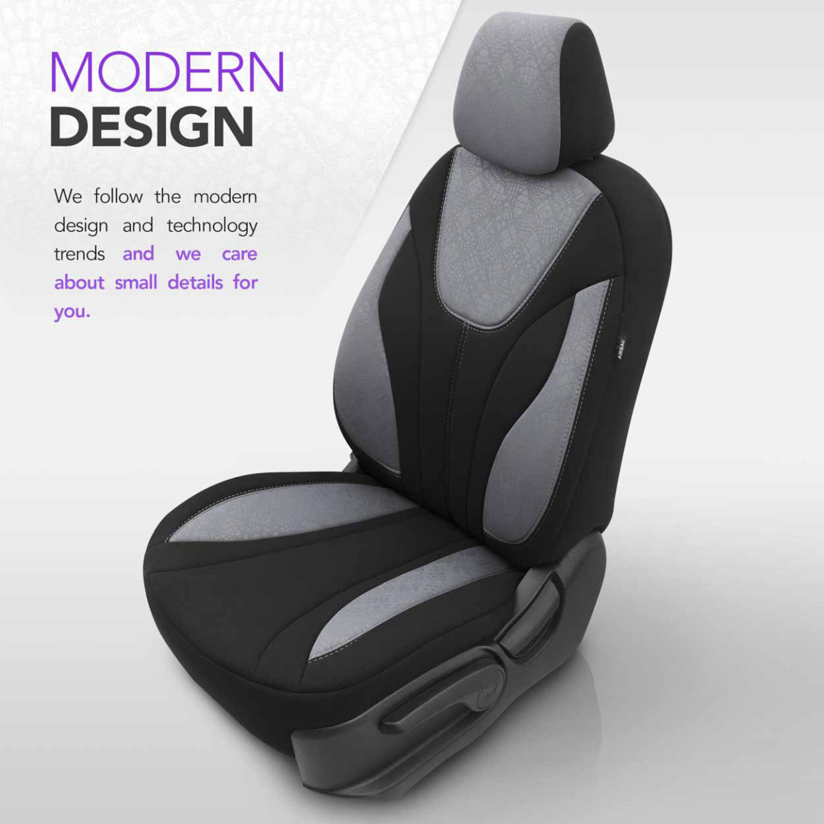 Universāli sēdekļu pārvalki OTOM, RUBY - pelēki/melni