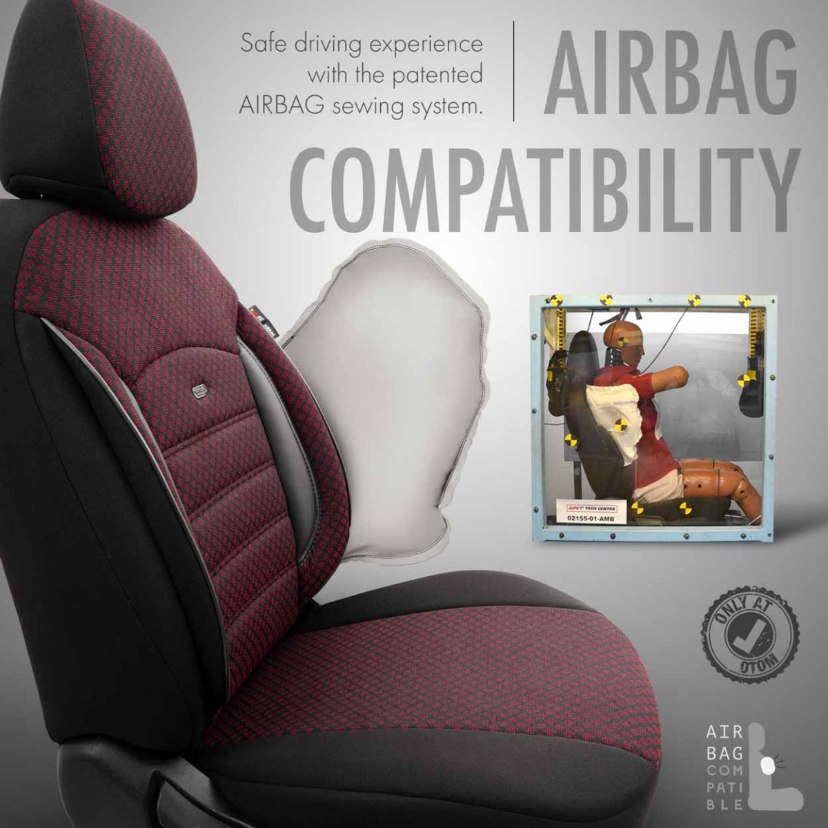 Universālie sēdekļu pārvalki OTOM, SPORT PLUS - ķirsis