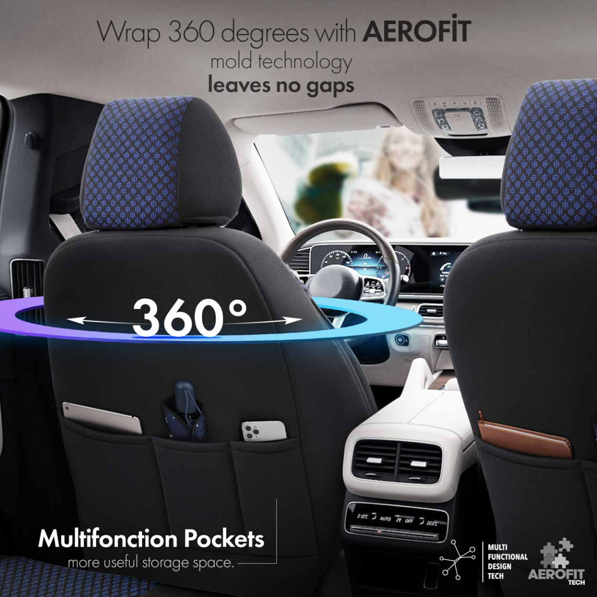 Universālie sēdekļu pārvalki OTOM, SPORT PLUS - zili
