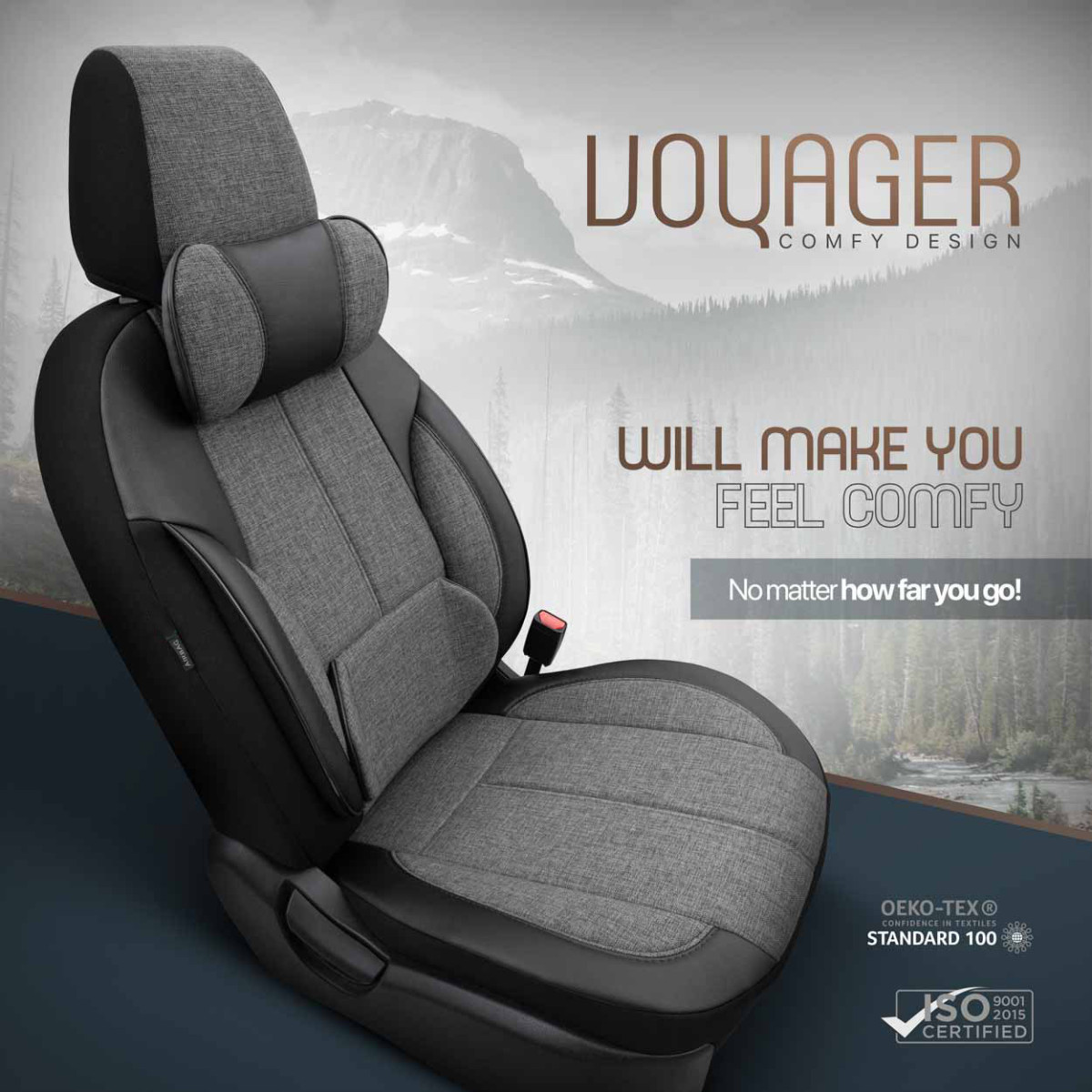 Universālie sēdekļu pārvalki OTOM, VOYAGER - tumši pelēki