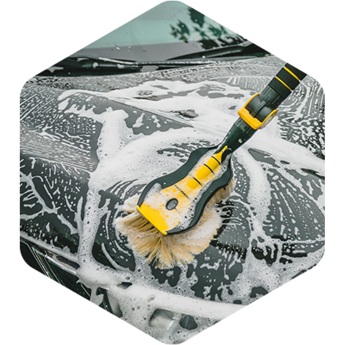 Automazgāšanas birste "Nice Touch" Premium ar ūdens smidzināšanas uzgali, mīksti, dzelteni sari, 54 cm