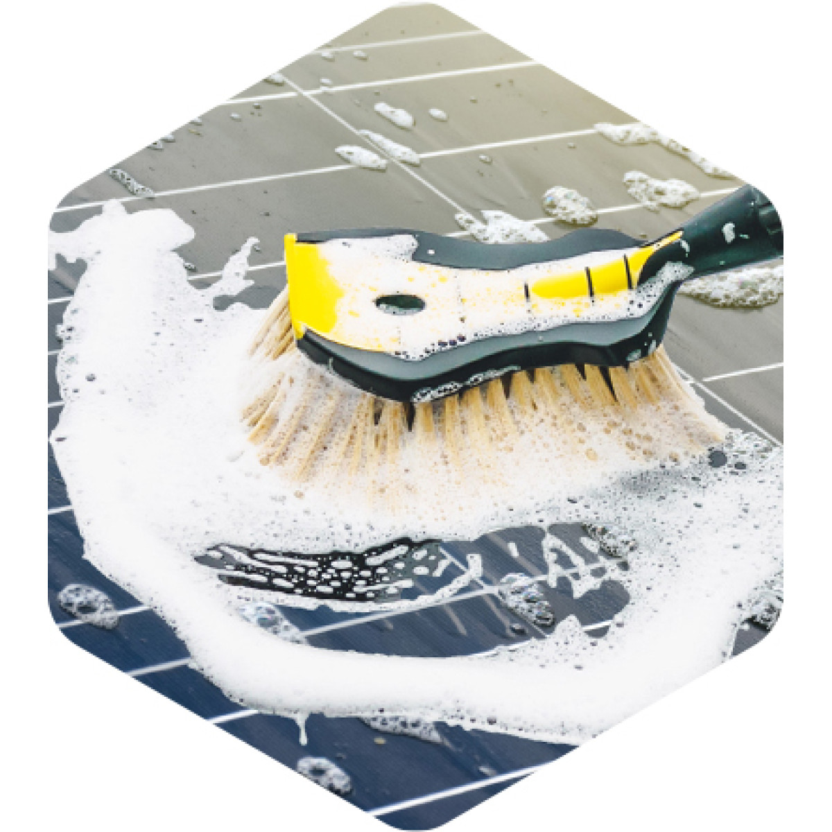 Automazgāšanas birste "Nice Touch" Premium ar ūdens smidzināšanas uzgali, mīksti, dzelteni sari, 54 cm