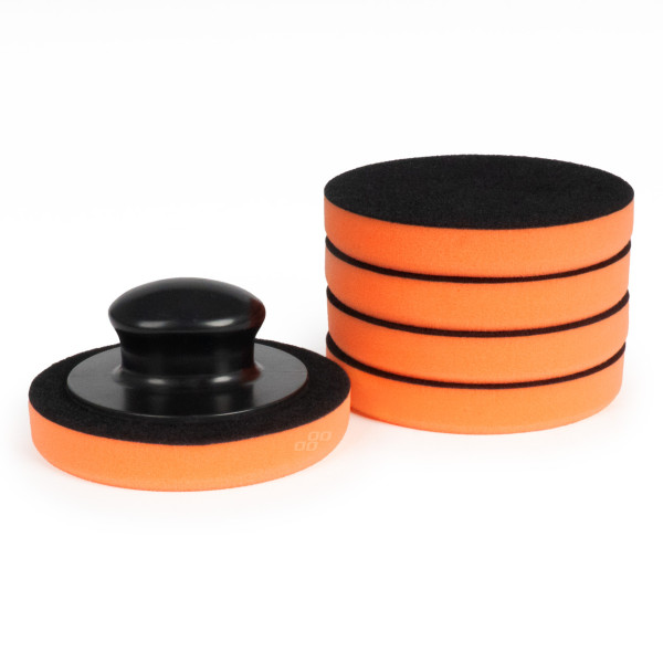 Automašīnas vaska/pulēšanas spilventiņu komplekts ar rokturi, 125 mm, 5 gab., AMIO-02903