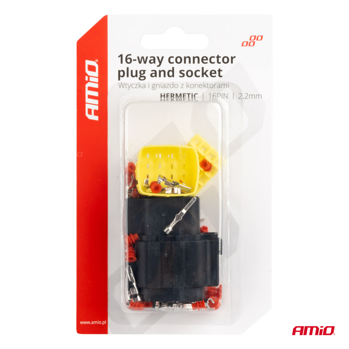 Ūdensizturīgs 16 kontaktu elektriskais savienotājs, 2,2 mm AMIO-04353