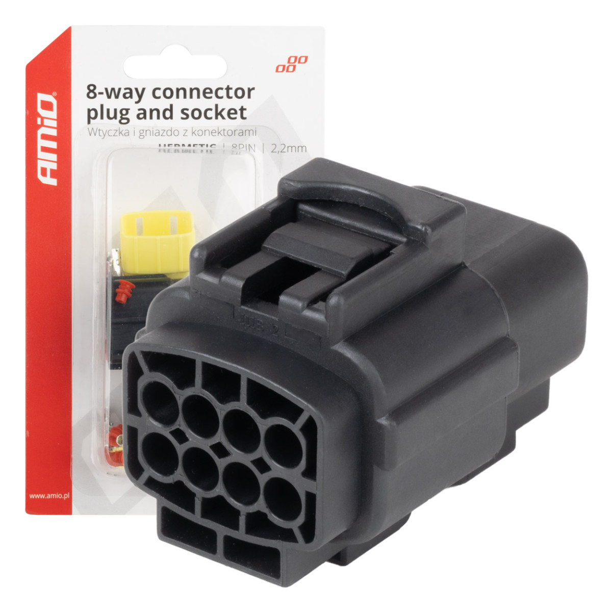 Ūdensizturīgs 8 kontaktu elektriskais savienotājs, 2,2 mm AMIO-04350
