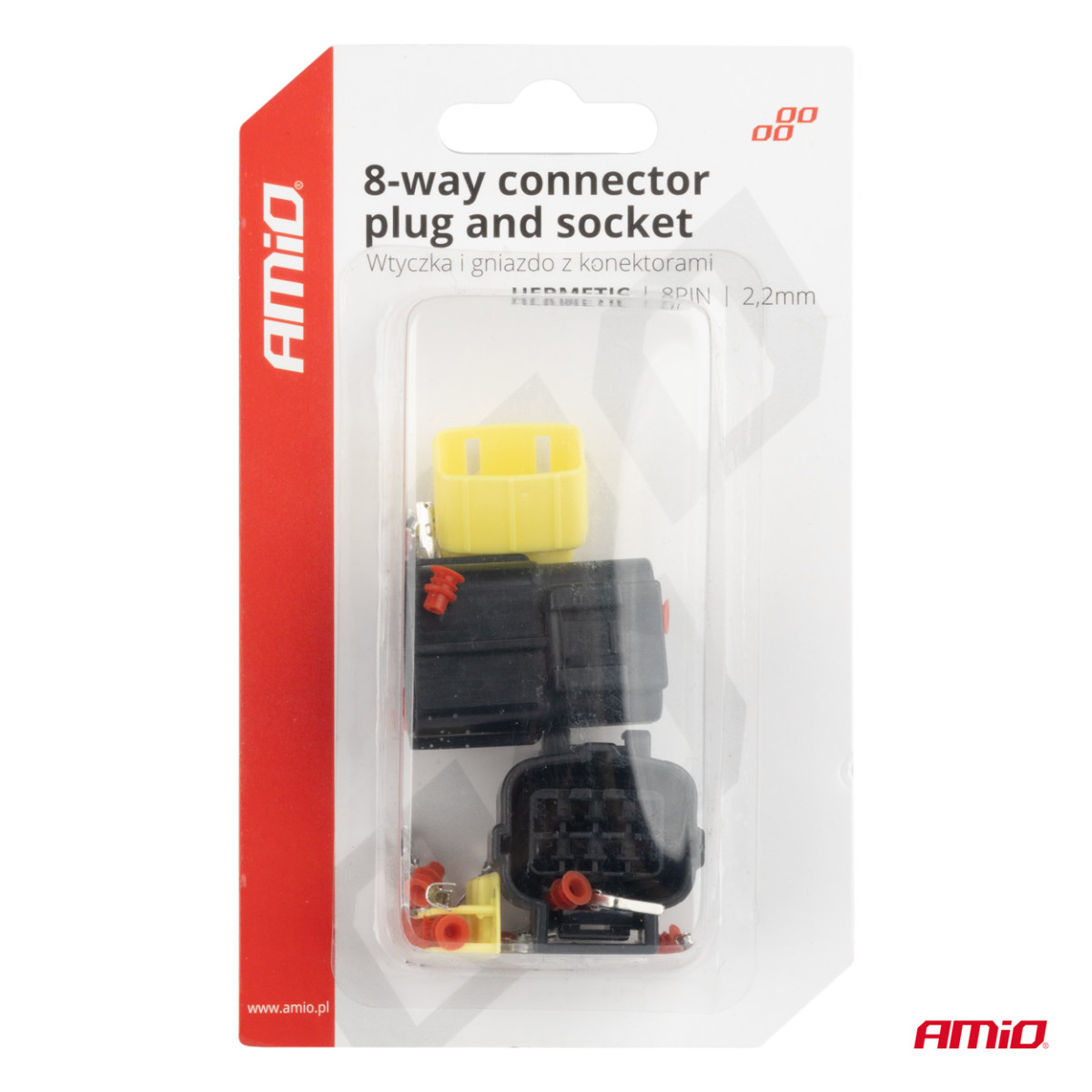 Ūdensizturīgs 8 kontaktu elektriskais savienotājs, 2,2 mm AMIO-04350