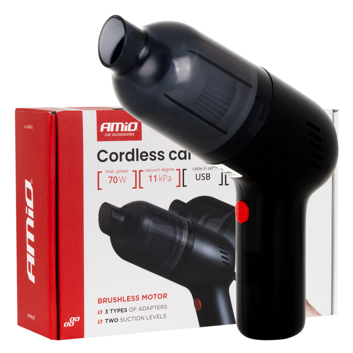 Bezvadu automašīnas putekļsūcējs 70 W, 11 kPa, USB-C, ar HEPA filtru, VC-08 AMIO-04416