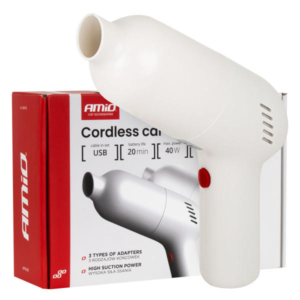 Bezvadu automašīnas putekļsūcējs 40 W, 4,5 kPa, USB-C, ar HEPA filtru, VC-07 AMIO-04415