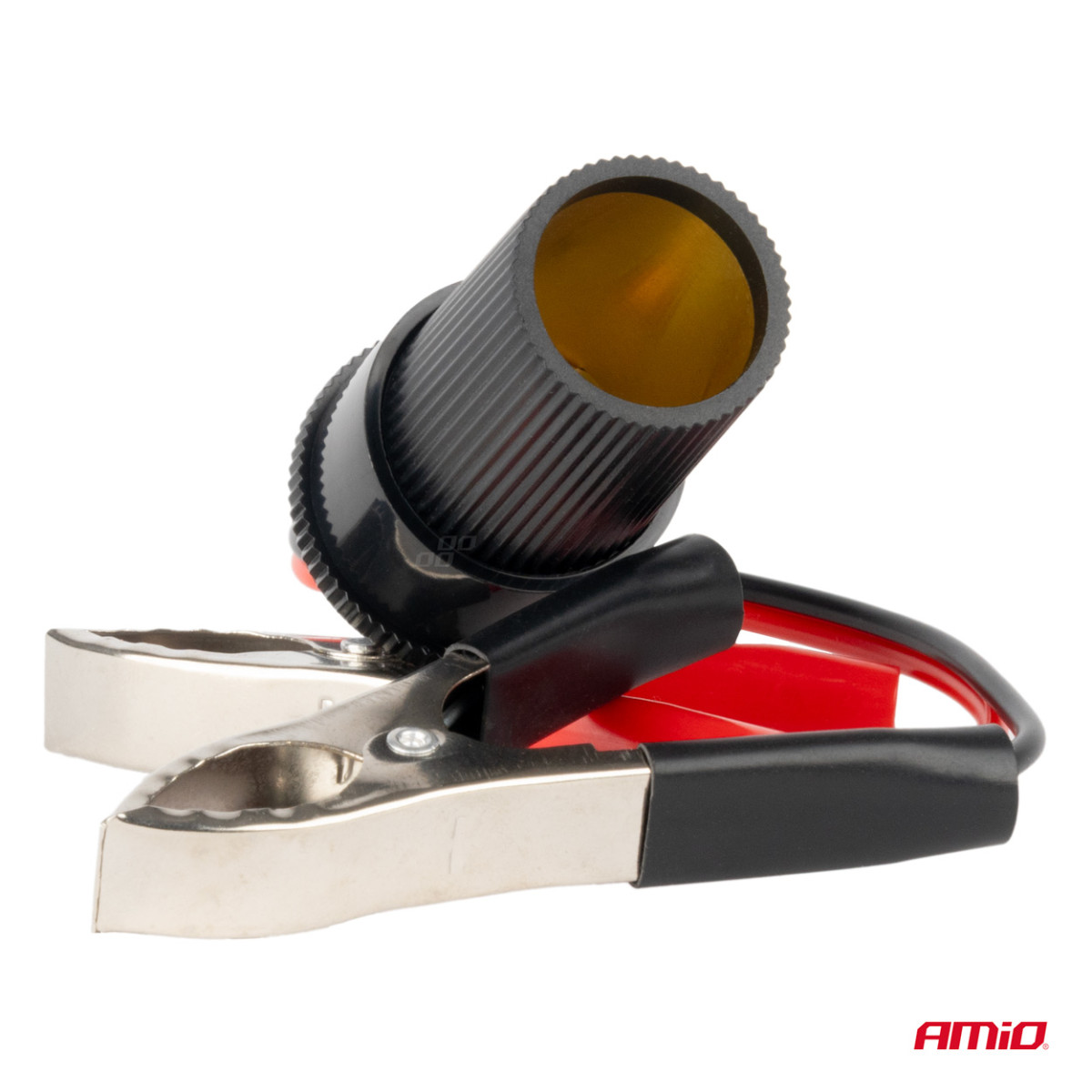 Cigarešu šķiltavas adapteris 12V/24V, krokodila tipa, 15 cm AMIO-03803