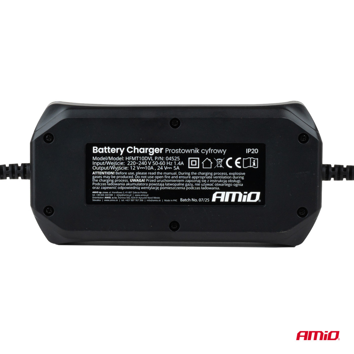 Digitālais akumulatora lādētājs STD/GEL/AGM/WET 10A 12/24V AMIO-04525