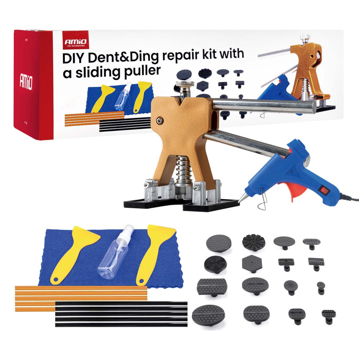 PDR virsbūves iespiedumu remonta komplekts ar bīdāmo izvilcēju (dari pats) AMIO-04599