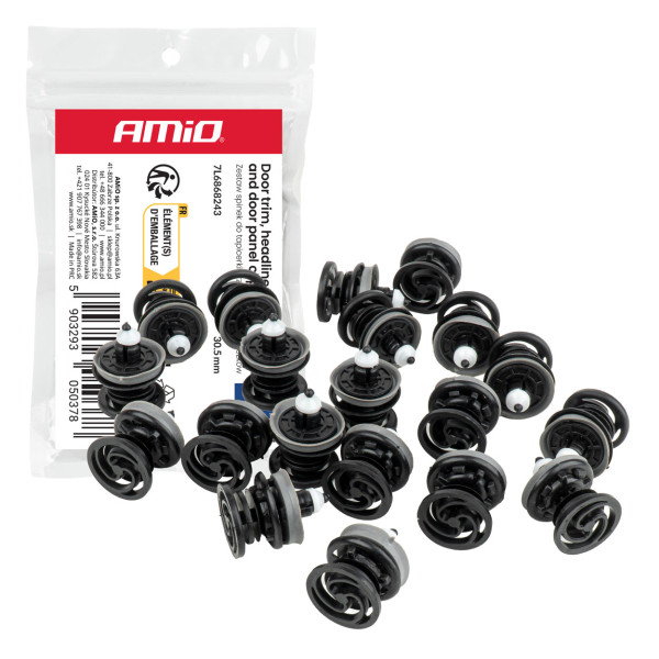 Durvju apdares, griestu un sānu paneļu klipšu komplekts 30,5 mm, 20 gab., AMIO-05037