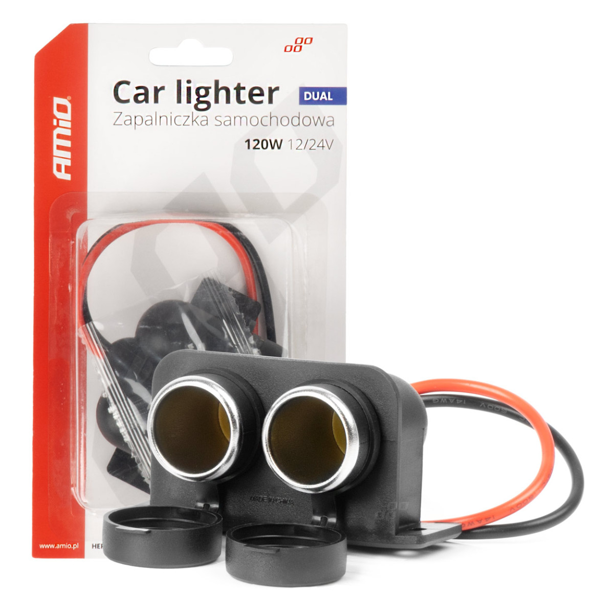 Divkārši noslēgta automašīnas strāvas kontaktligzda 12/24V AMIO-04130