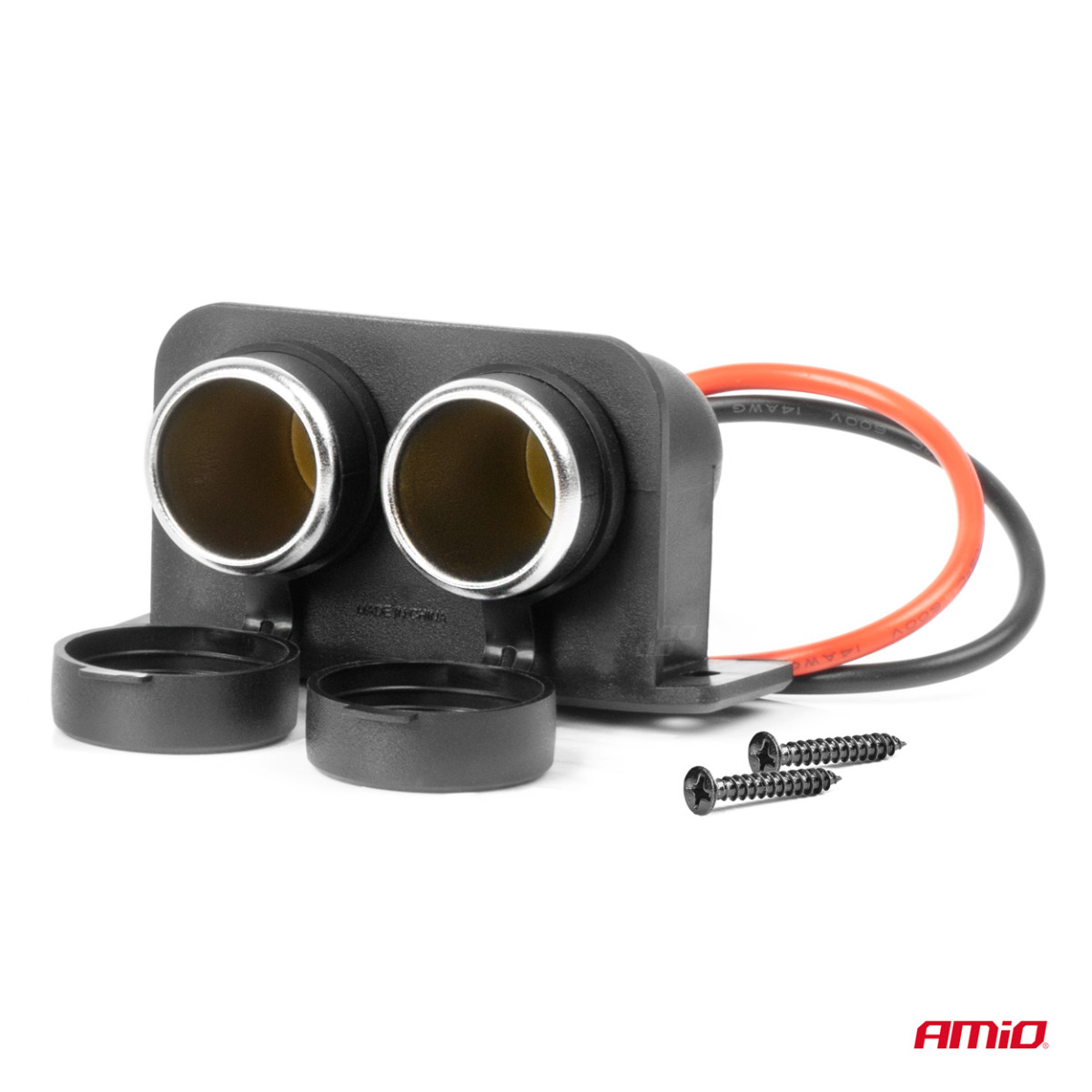 Divkārši noslēgta automašīnas strāvas kontaktligzda 12/24V AMIO-04130