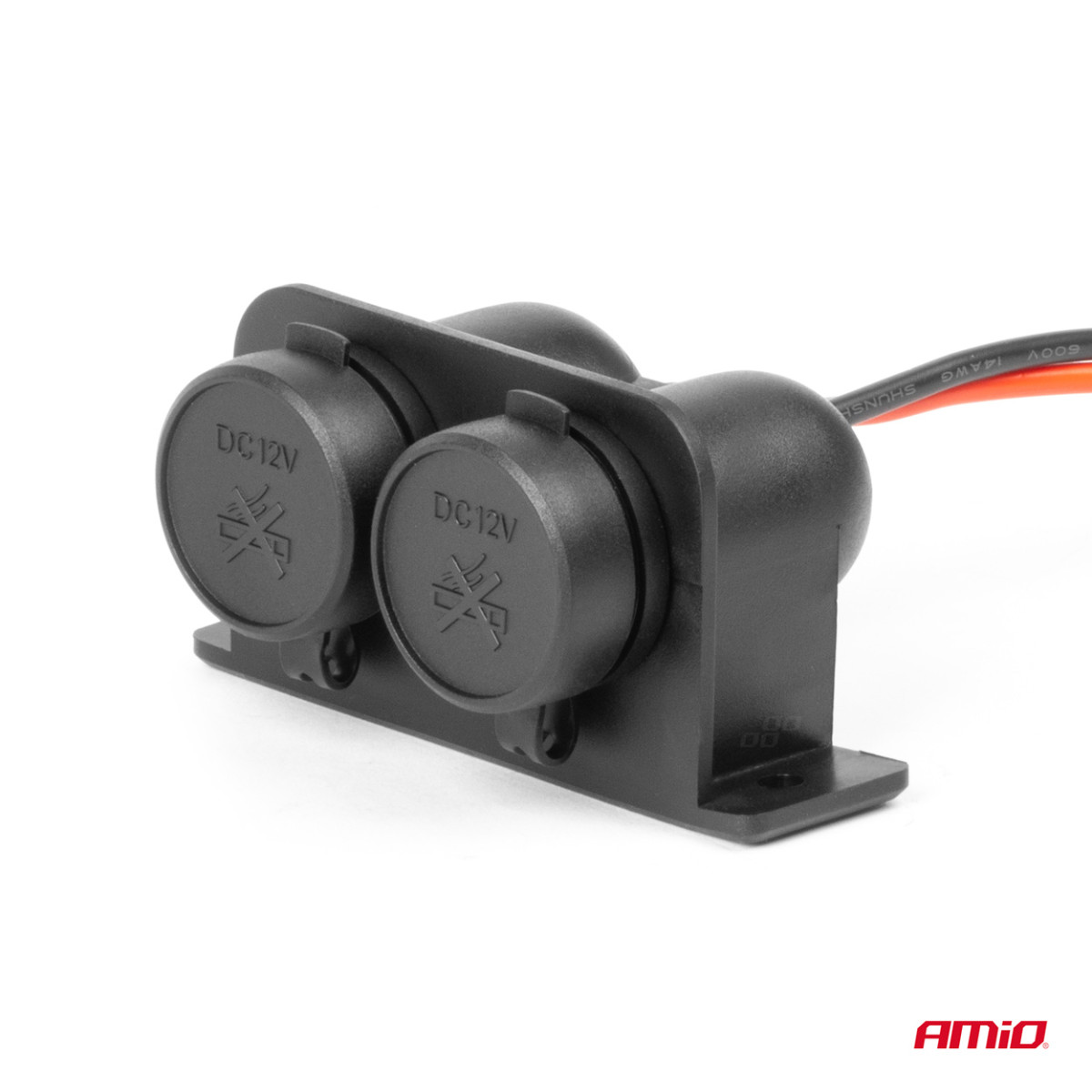 Divkārši noslēgta automašīnas strāvas kontaktligzda 12/24V AMIO-04130