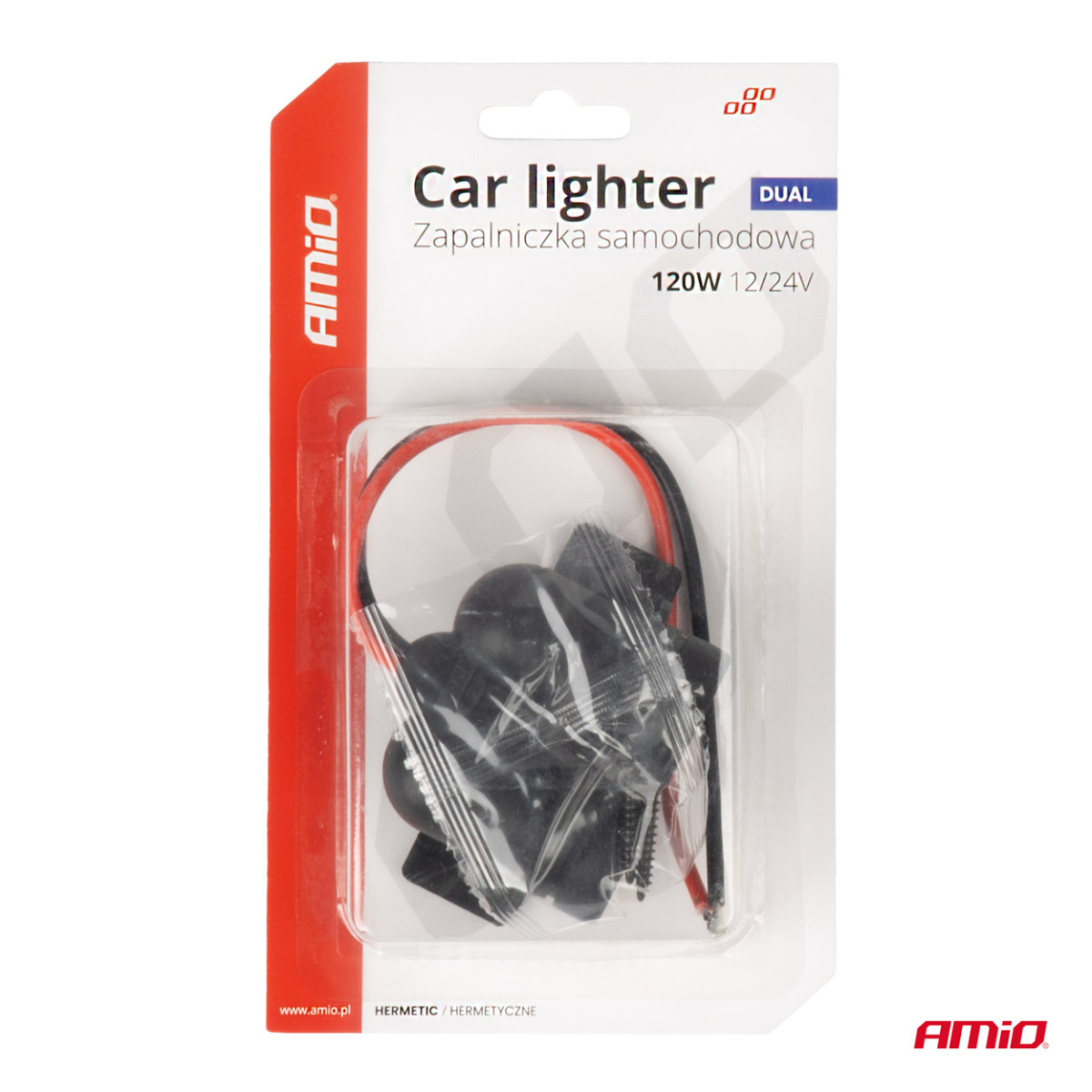 Divkārši noslēgta automašīnas strāvas kontaktligzda 12/24V AMIO-04130