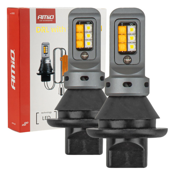 LED DRL dienas gaitas lukturi un pagrieziena rādītāji 2in1, 1156, CANBUS, 12/24 V, AMIO-05005