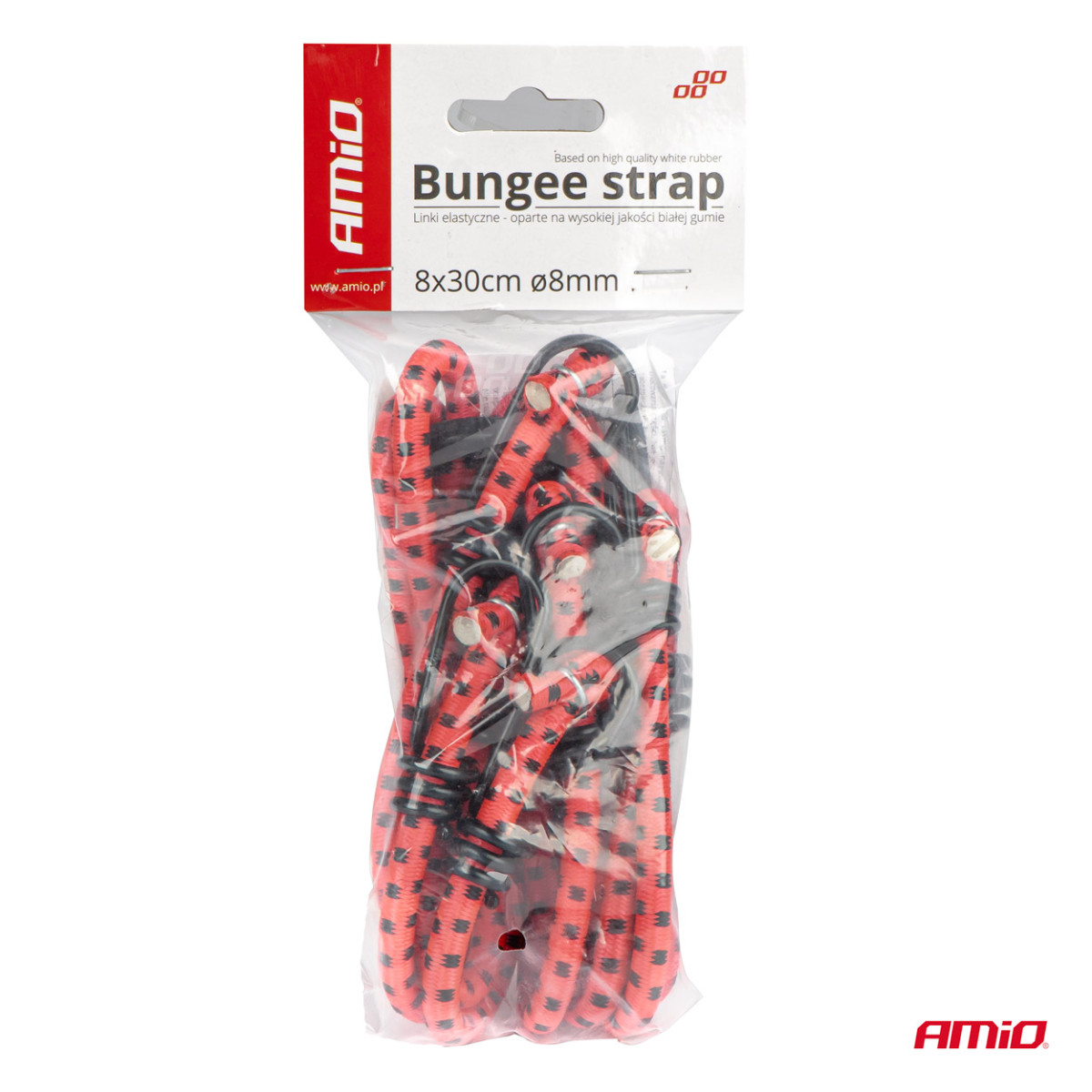 Elastīga bagāžas siksna, 8 zari, 30 cm, Ø8 mm BSTRAP-01 AMIO-01146