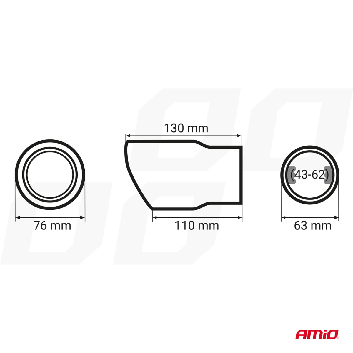 Izpūtēja uzgalis, nerūsējošā tērauda, zils AMiO-04072