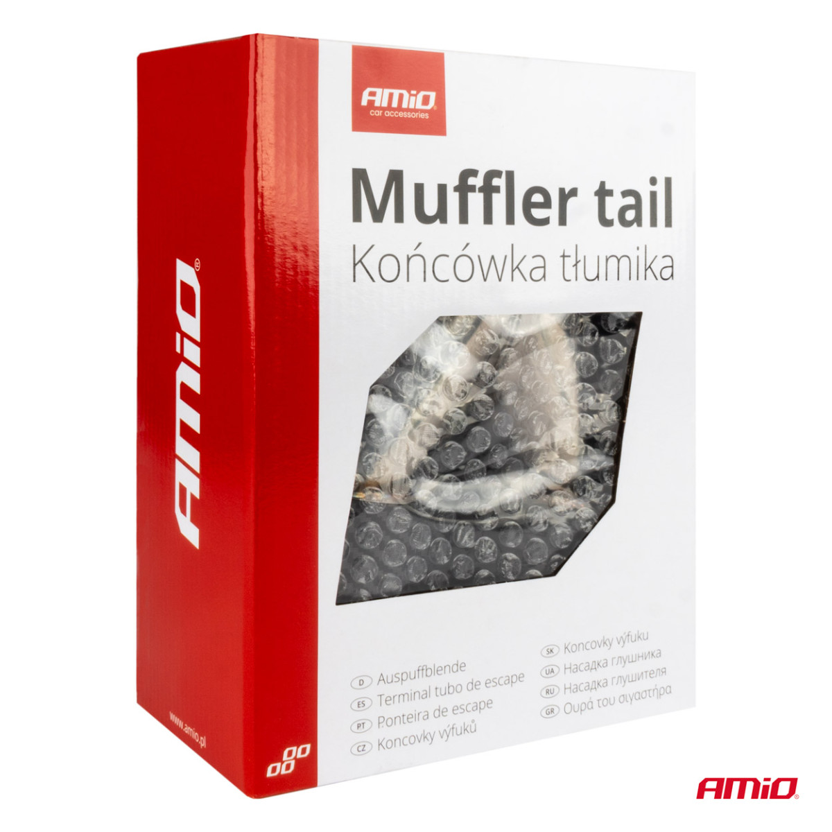 Izpūtēja uzgalis, nerūsējošā tērauda, oglekļa šķiedras, dubults, kreisais, AMiO‑04069