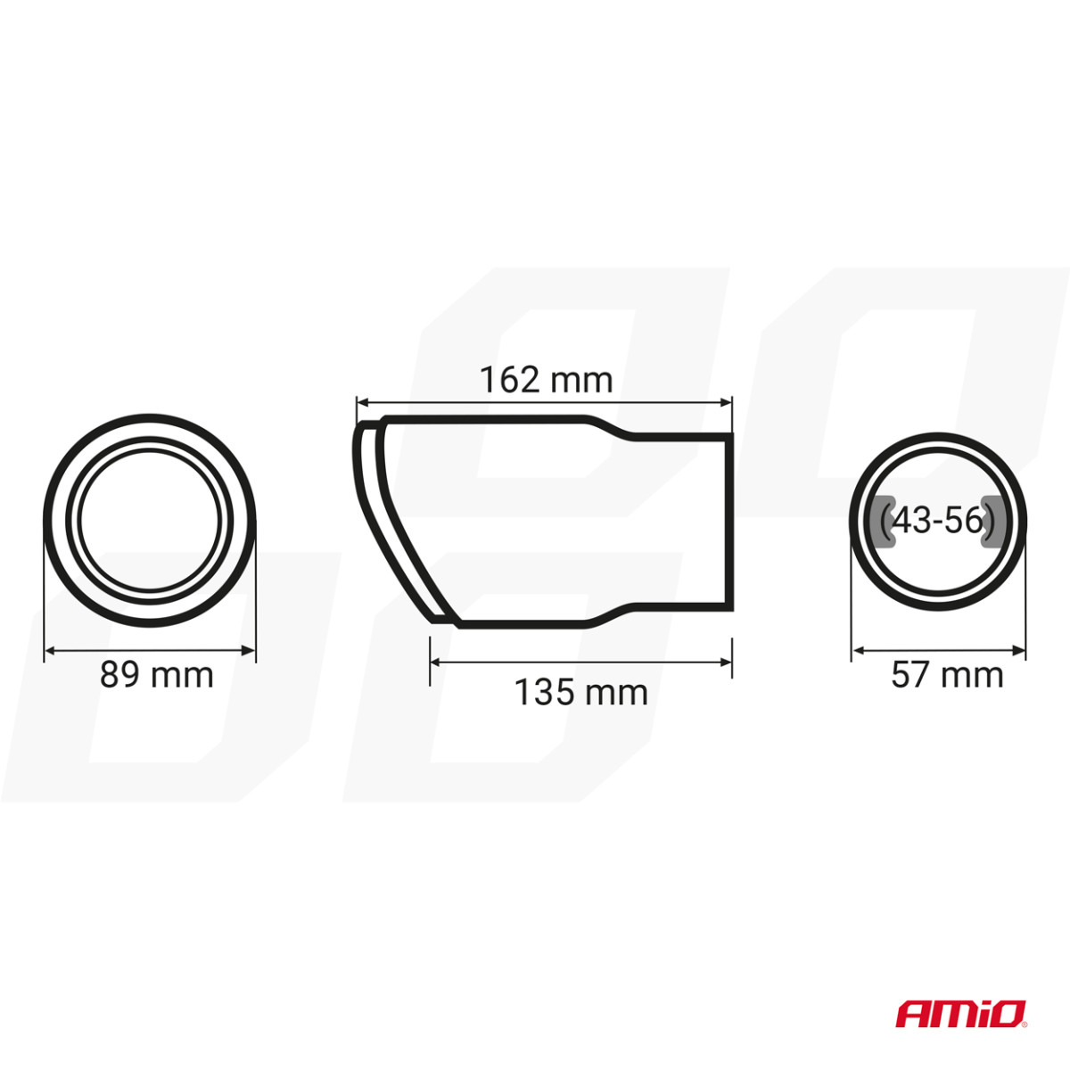 Izpūtēja uzgalis, nerūsējošā tērauda, hromēts AMiO-04064