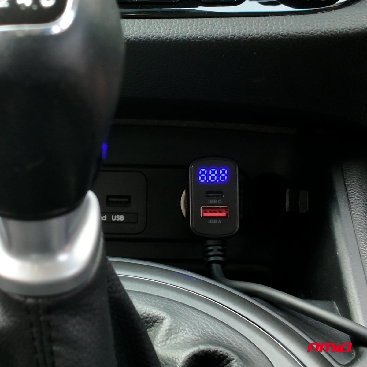 Kontaktligzdas sadalītājs 12/24V ar 3x USB-A, USB-C, QC3.0, PD3.0 148W AMIO-04836