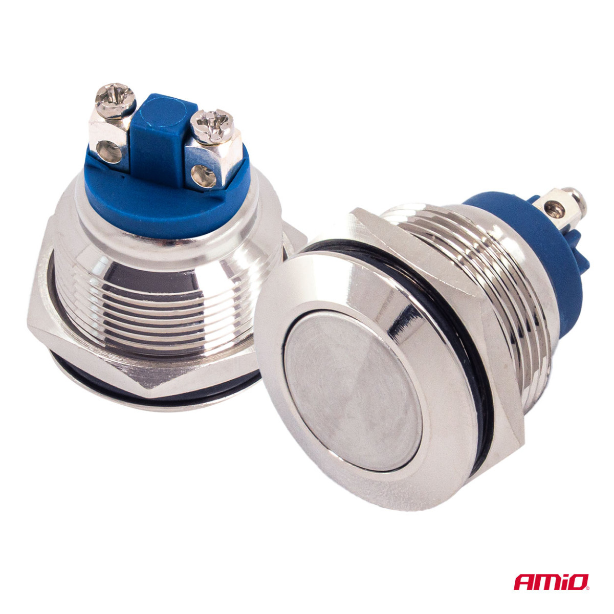 Plakana apaļa īsslēguma poga, 19 mm, 5 A, 12/230 V AMIO-04436