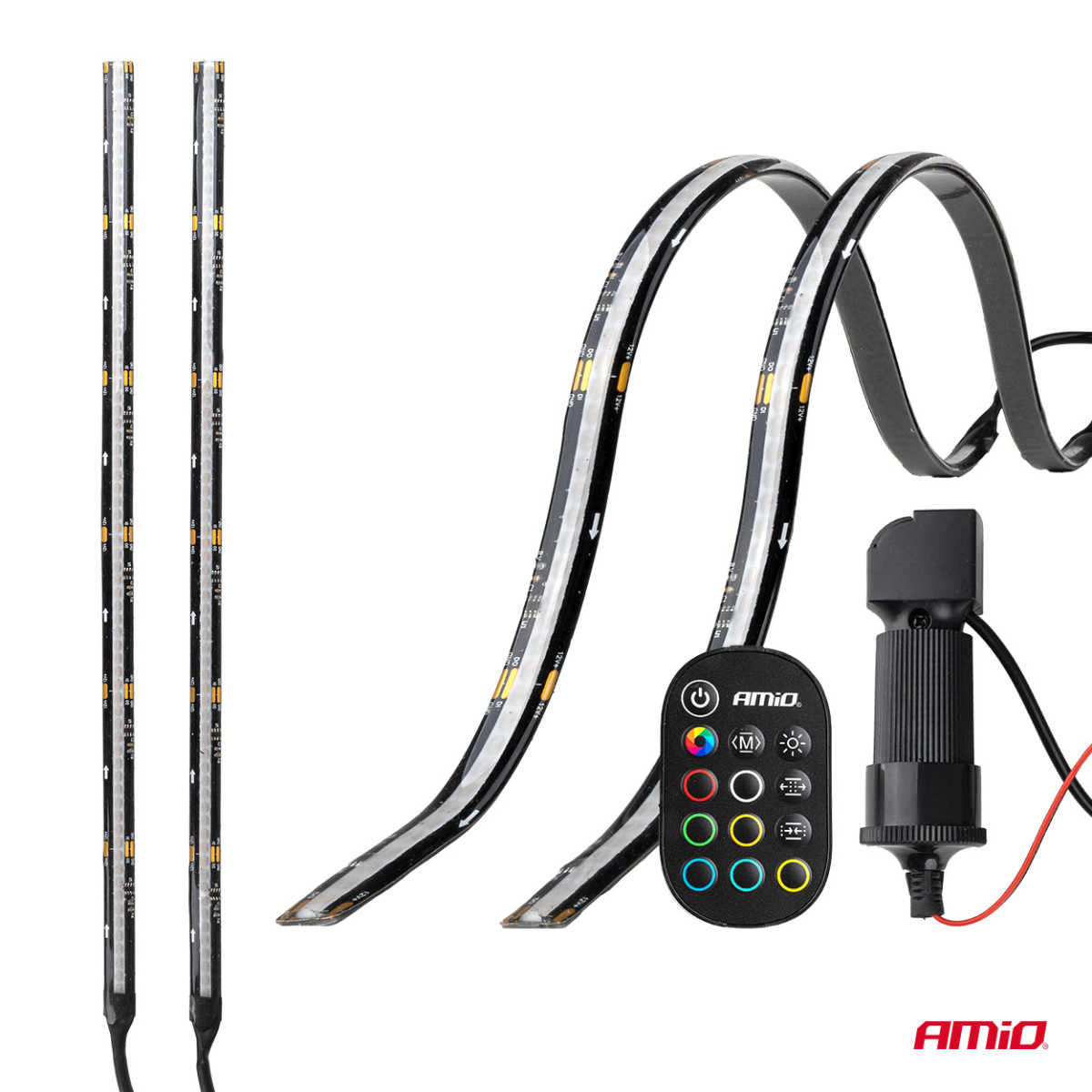 Elastīgas sānu LED COB lentes 2x30 cm 12V, RGB dažādas krāsas, ar tālvadības pulti