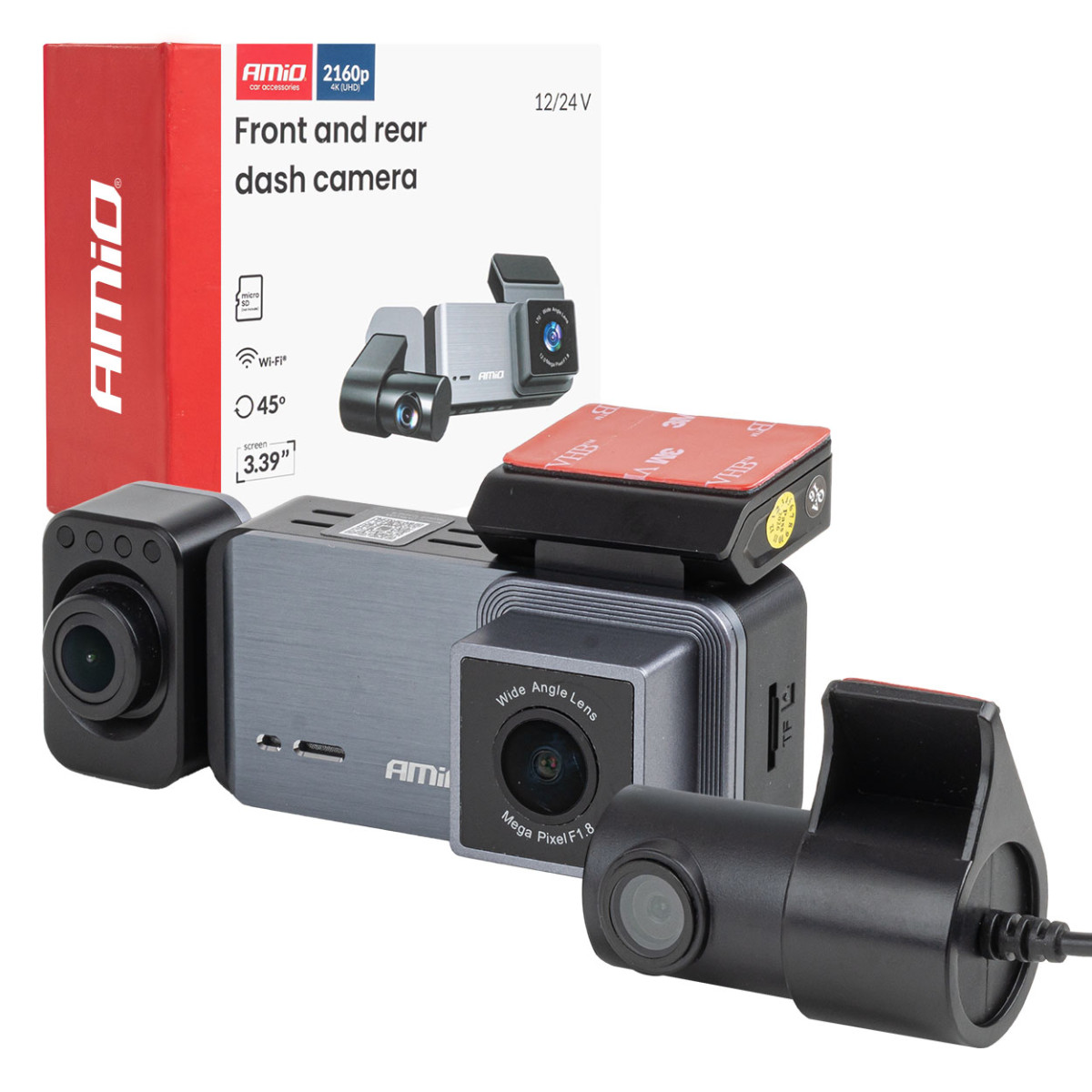 Automašīnas videoreģistrators 4K + 1K + 2K WLAN Wi-Fi UHD 512 GB AMIO-04802.