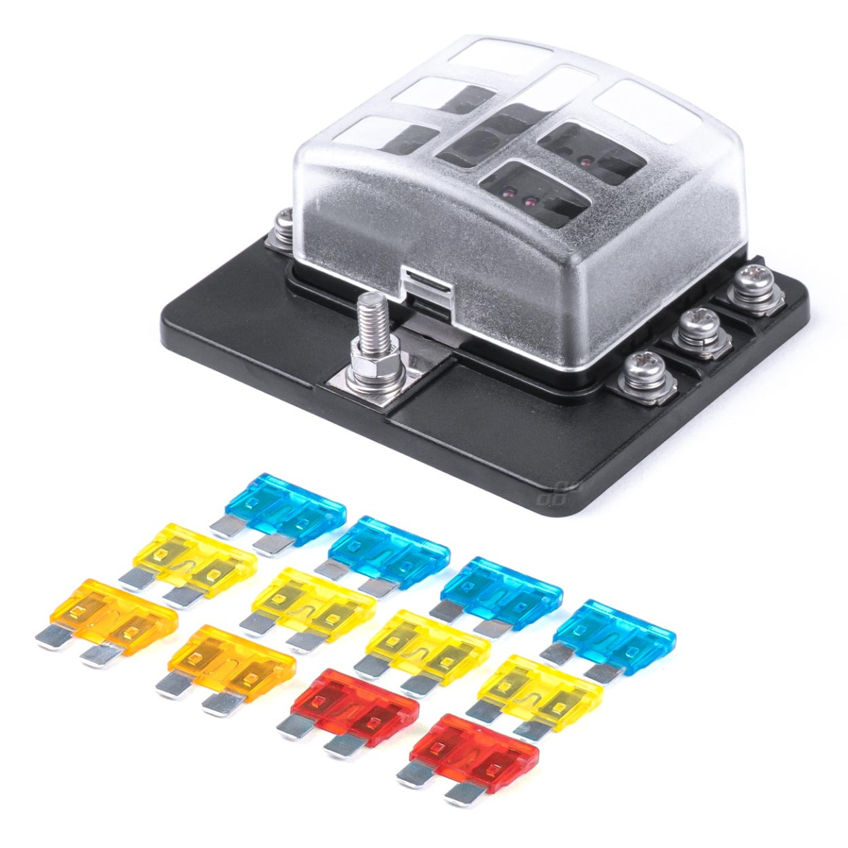 Drošinātāju kārba, 6 slotu ar drošinātājiem AMIO-03039