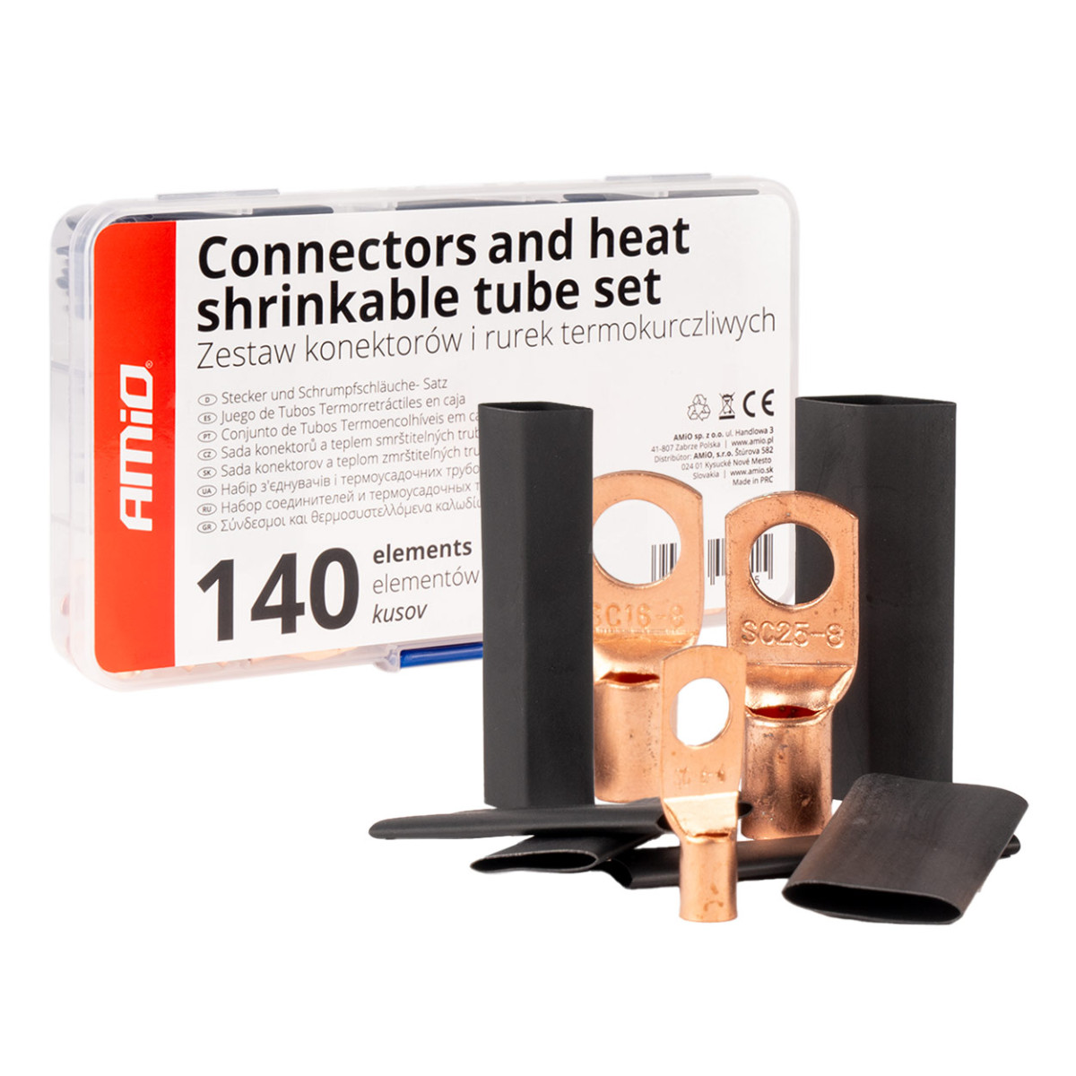 Termosarūkoši vadu savienotāji un uzmavas, 140 gab. AMIO-04121