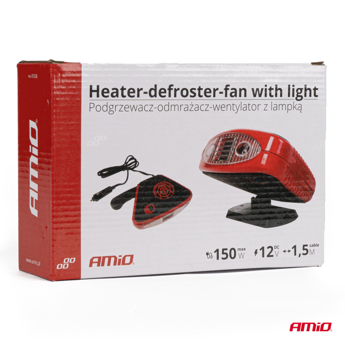 Automašīnas sildītājs ar ventilatoru un lampu, 12 V