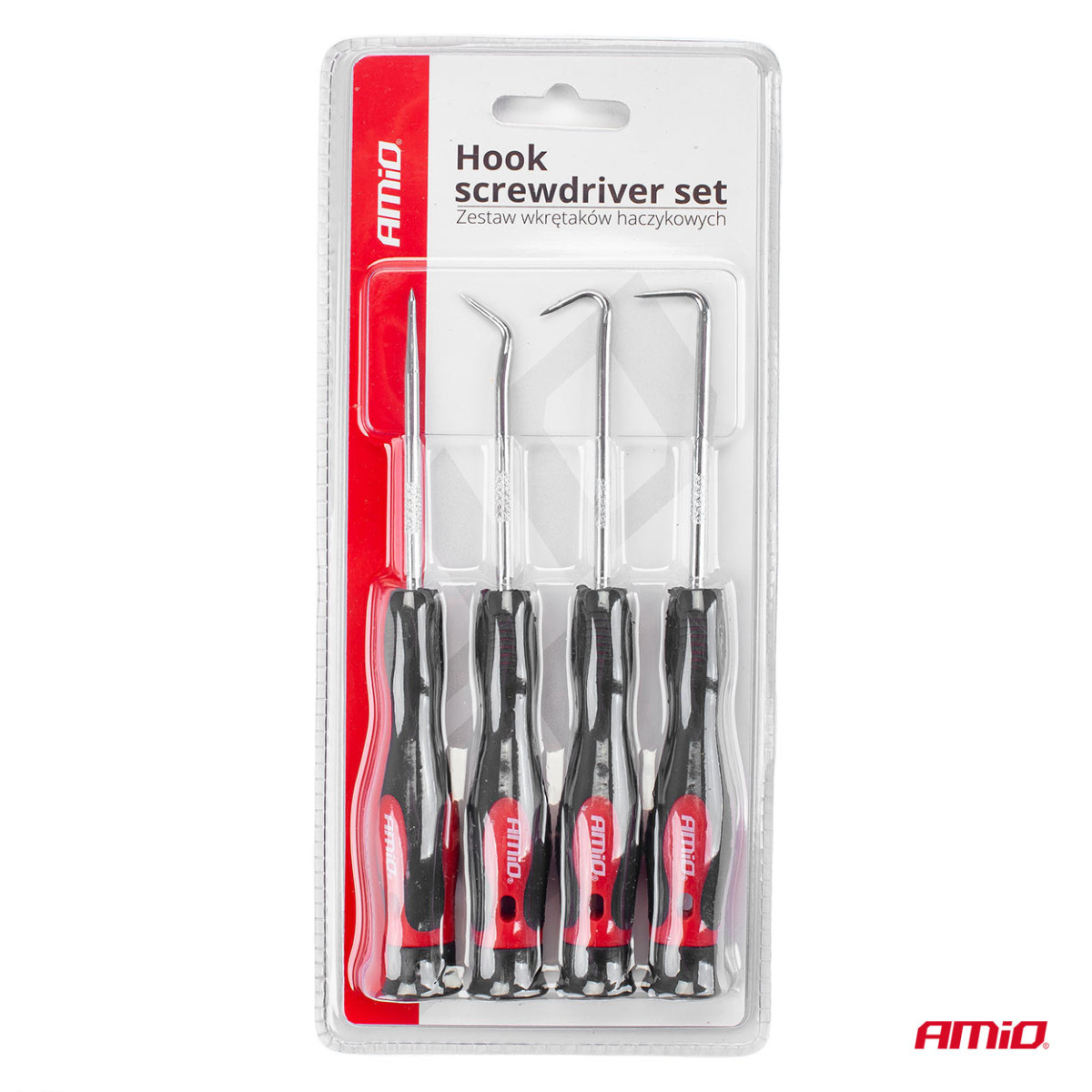 Āķveida skrūvgriežu komplekts, 4 gab., AMIO-02828