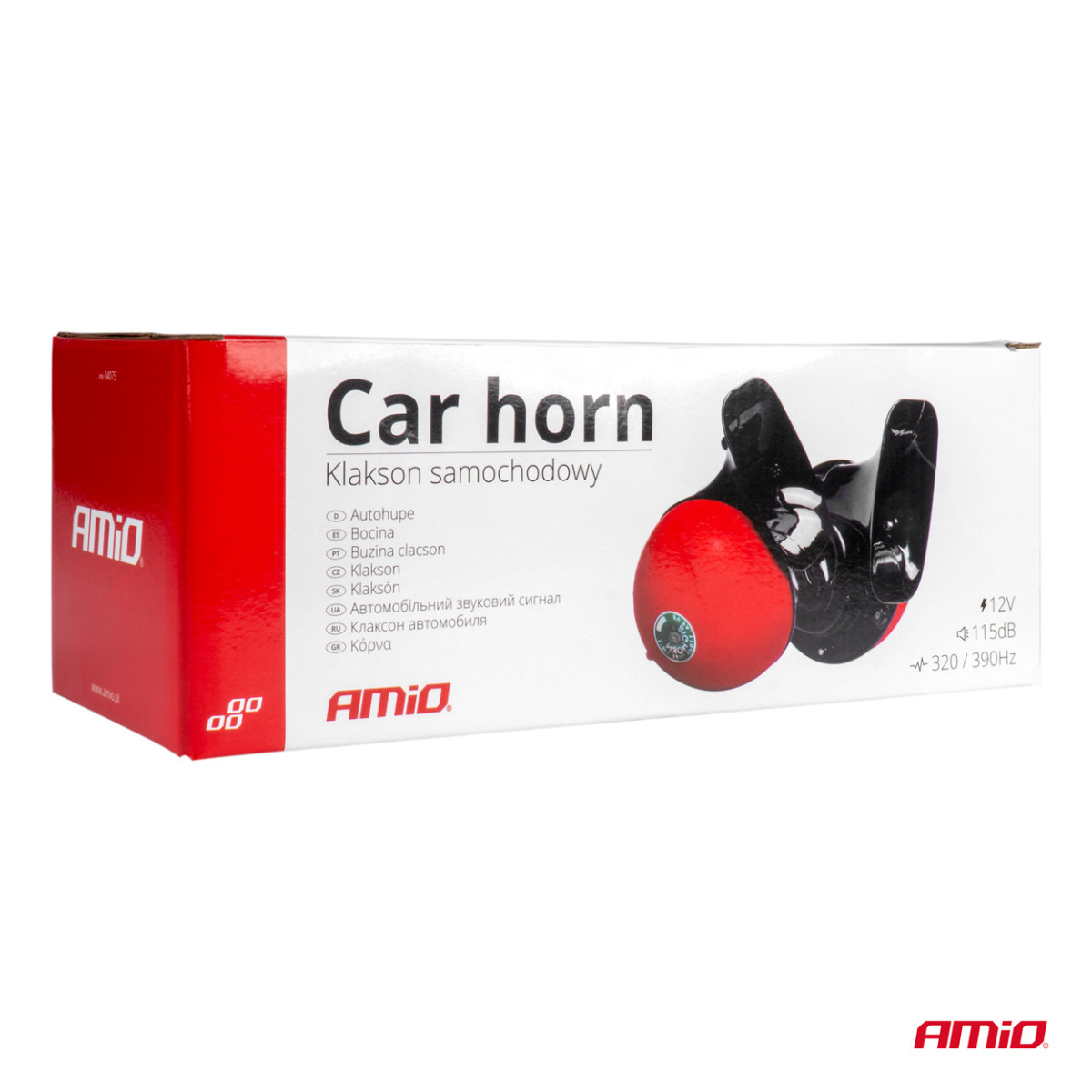 Skaņas signālu komplekts – sarkans, 2 gab., 125 mm, 110 dB, 12V, AMIO-04075
