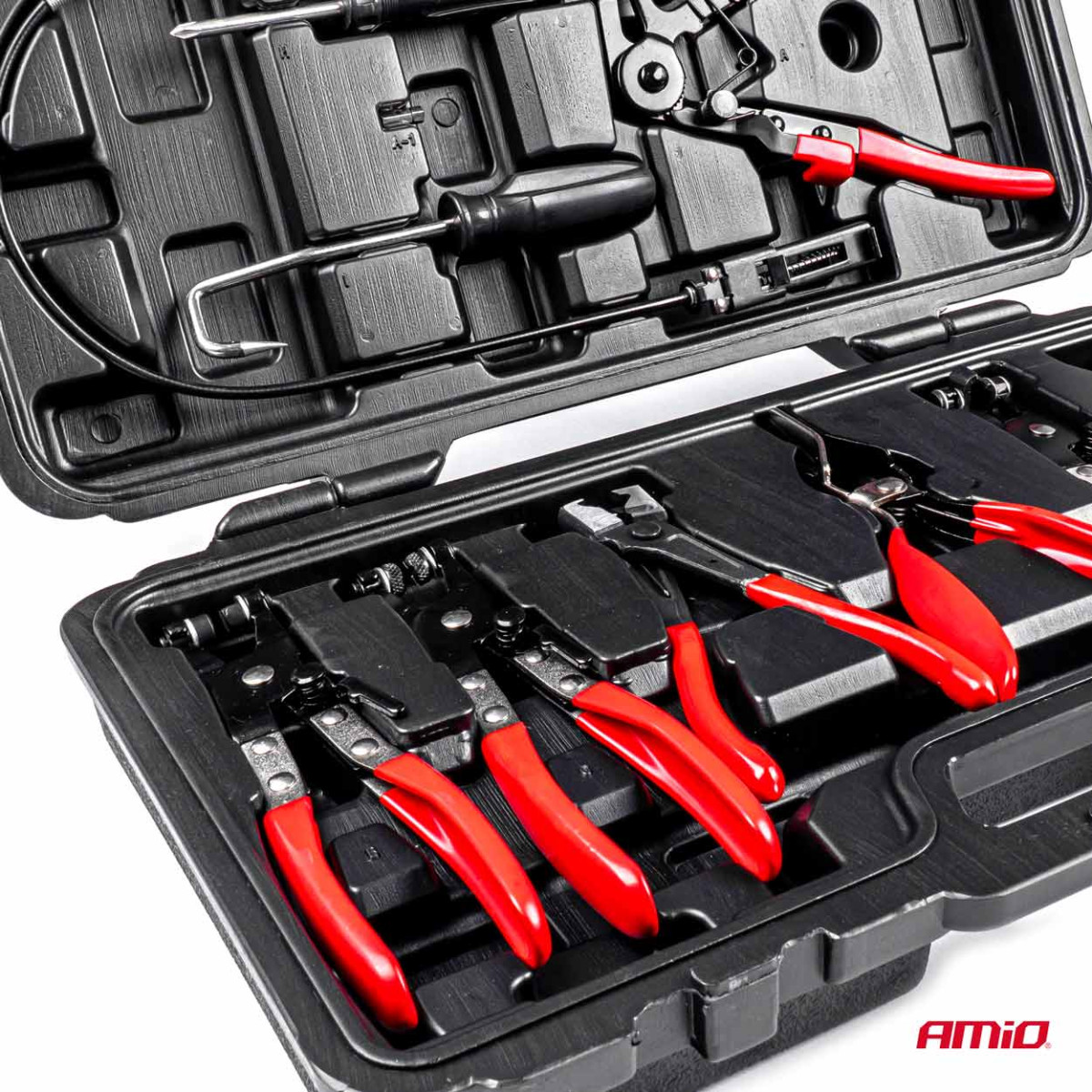 Šļūteņu skavu knaibles, 9 gab. komplekts, AMIO-03230