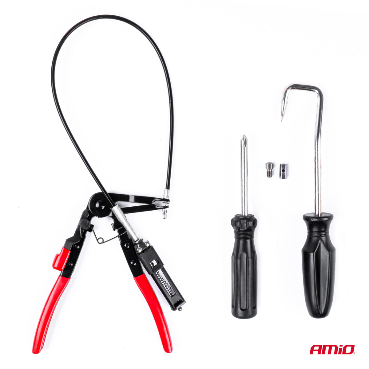 Šļūteņu skavu knaibles, 9 gab. komplekts, AMIO-03230