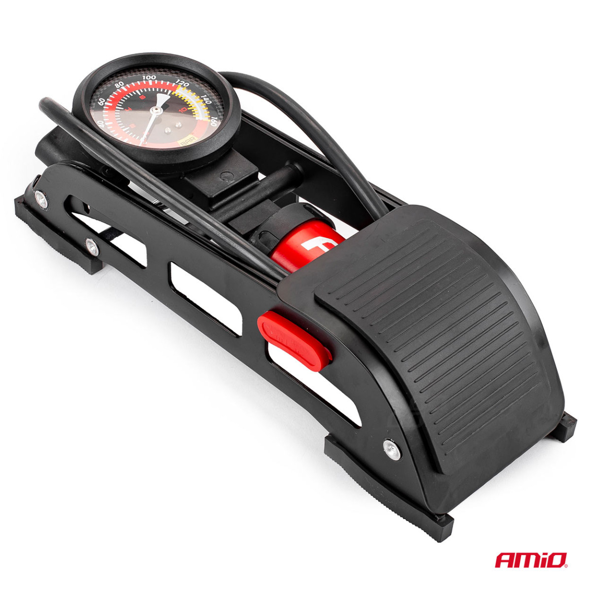 Augstas kvalitātes viena virzuļa kājas sūknis Ø55 mm ar manometru un adapteriem PU06