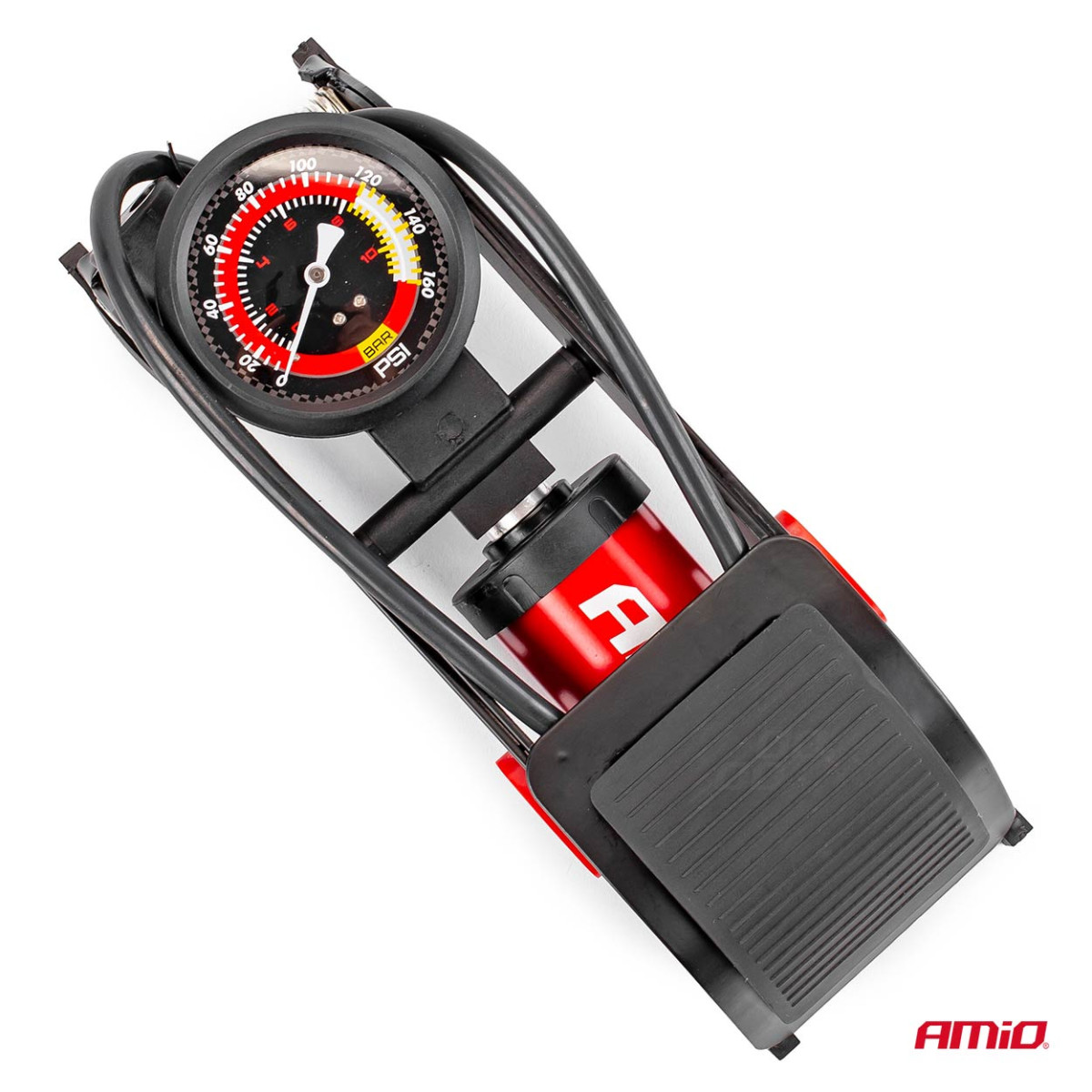 Augstas kvalitātes viena virzuļa kājas sūknis Ø55 mm ar manometru un adapteriem PU06