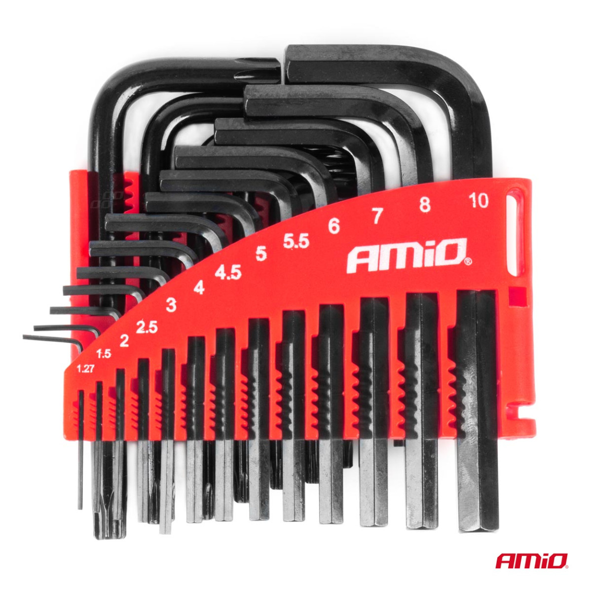 SEŠSKAŅU un TORX atslēgu komplekts CRV, melns, 22 gab., AMIO-04297