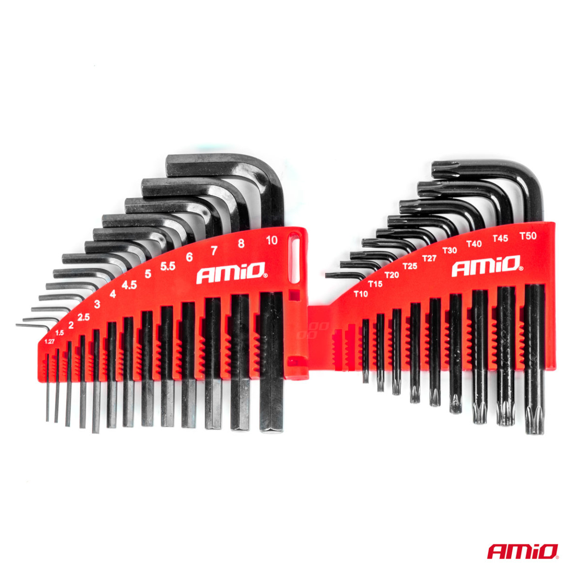 SEŠSKAŅU un TORX atslēgu komplekts CRV, melns, 22 gab., AMIO-04297